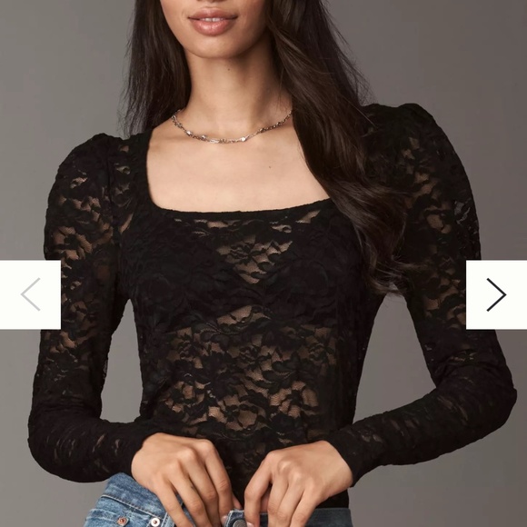 Sweet & Sexy Black Lace Long Sleeve Anthropologie Top - Picture 4 of 5